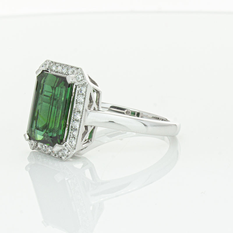 18ct White Gold Tourmaline & Diamond Empire Ring-Ring-Walker & Hall