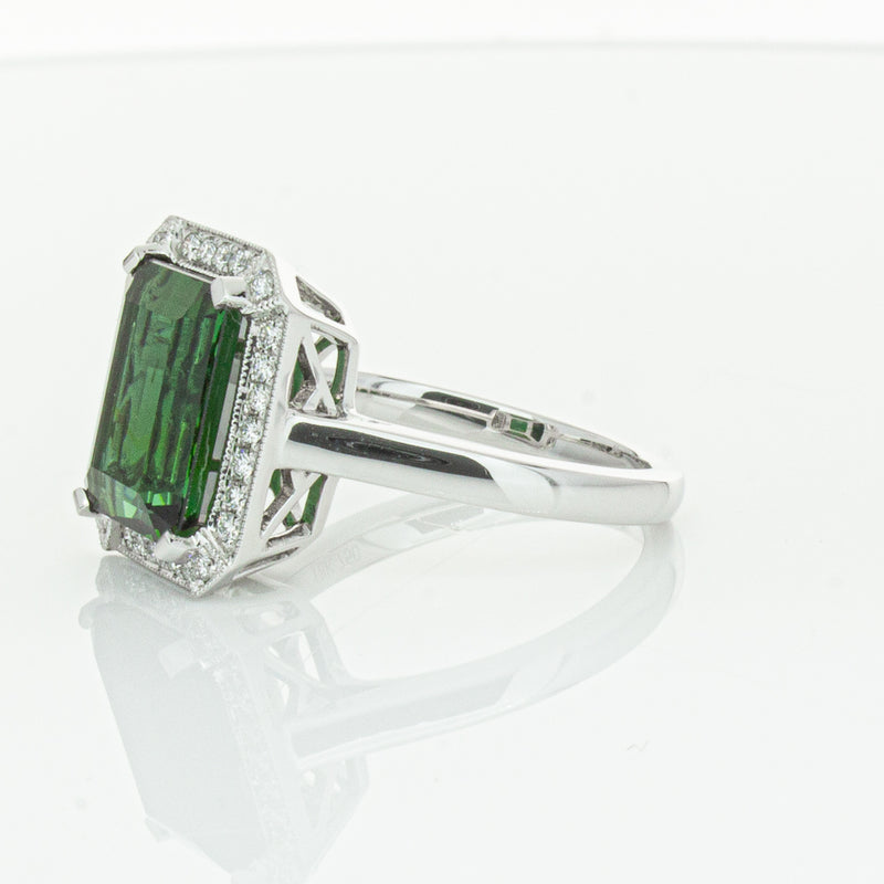 18ct White Gold Tourmaline & Diamond Empire Ring-Ring-Walker & Hall