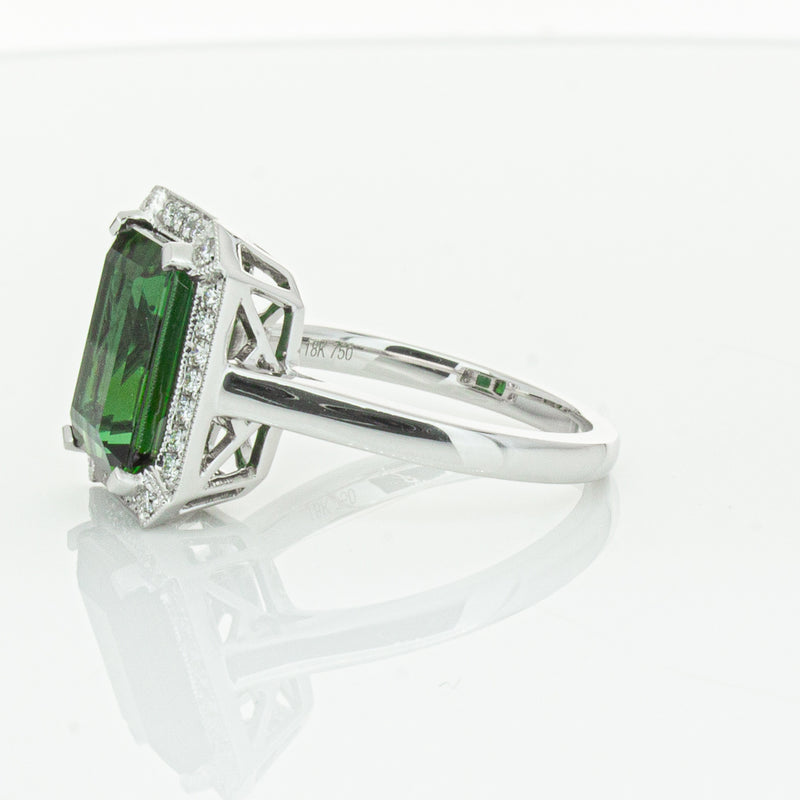 18ct White Gold Tourmaline & Diamond Empire Ring-Ring-Walker & Hall
