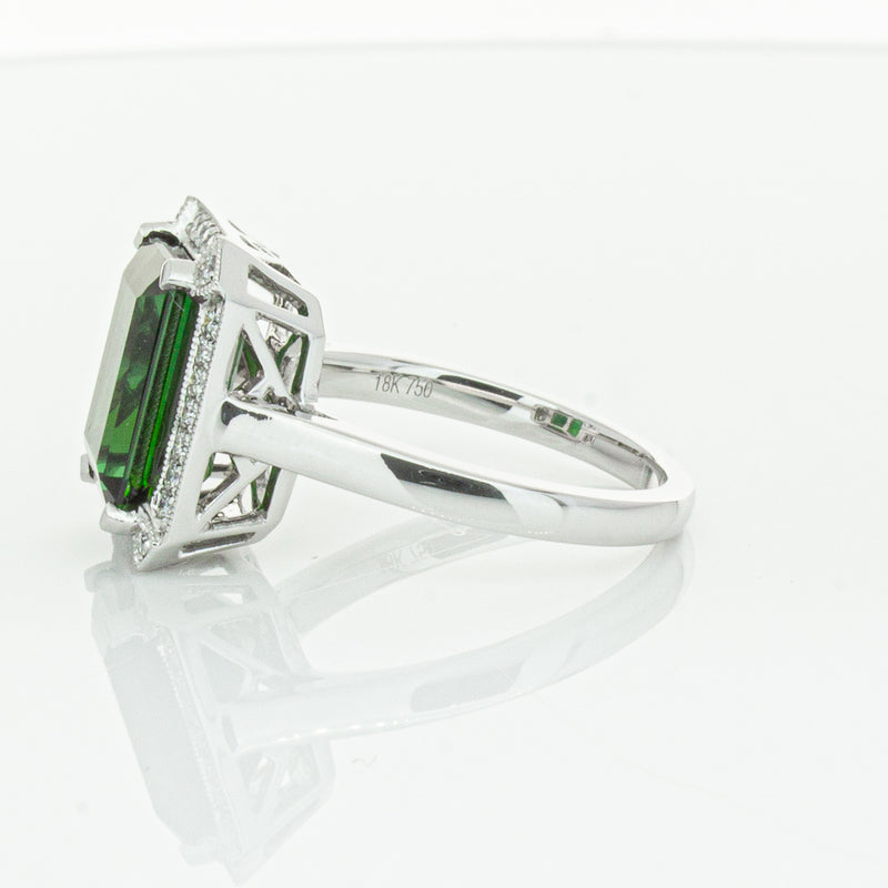 18ct White Gold Tourmaline & Diamond Empire Ring-Ring-Walker & Hall