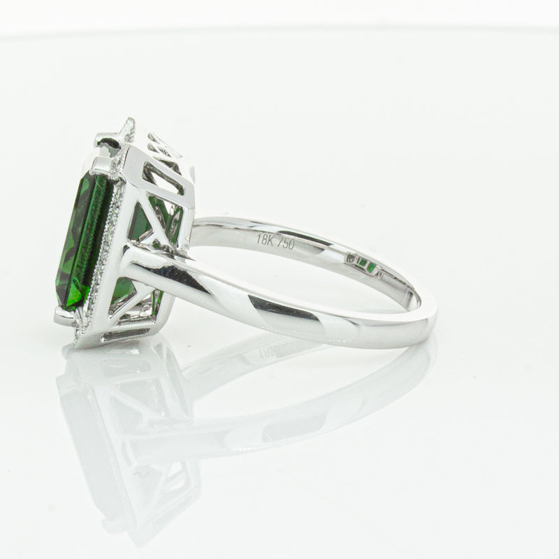 18ct White Gold Tourmaline & Diamond Empire Ring-Ring-Walker & Hall