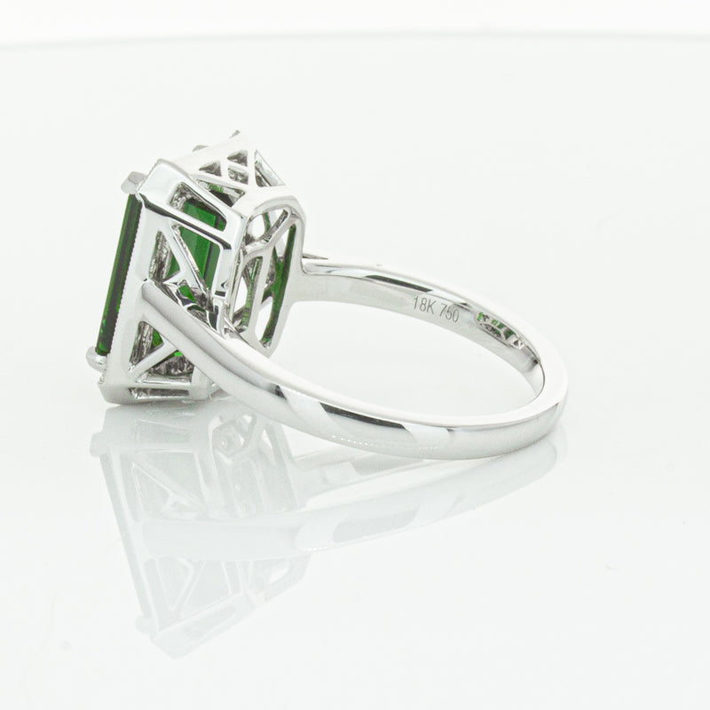 18ct White Gold Tourmaline & Diamond Empire Ring-Ring-Walker & Hall