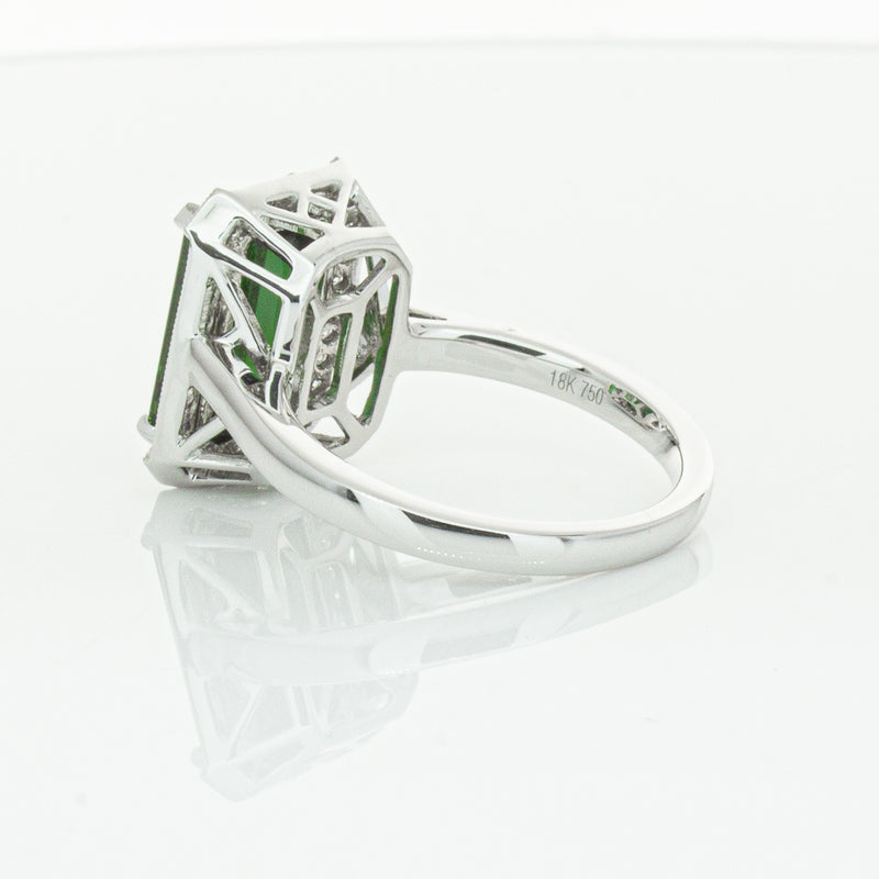 18ct White Gold Tourmaline & Diamond Empire Ring-Ring-Walker & Hall