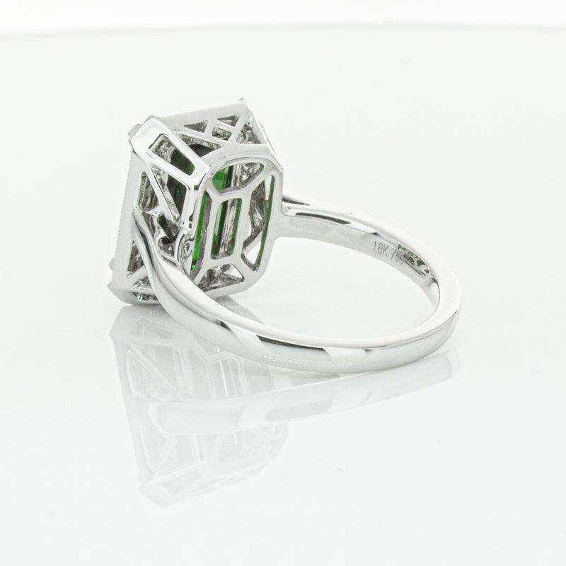 18ct White Gold Tourmaline & Diamond Empire Ring-Ring-Walker & Hall