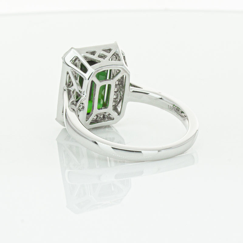 18ct White Gold Tourmaline & Diamond Empire Ring-Ring-Walker & Hall