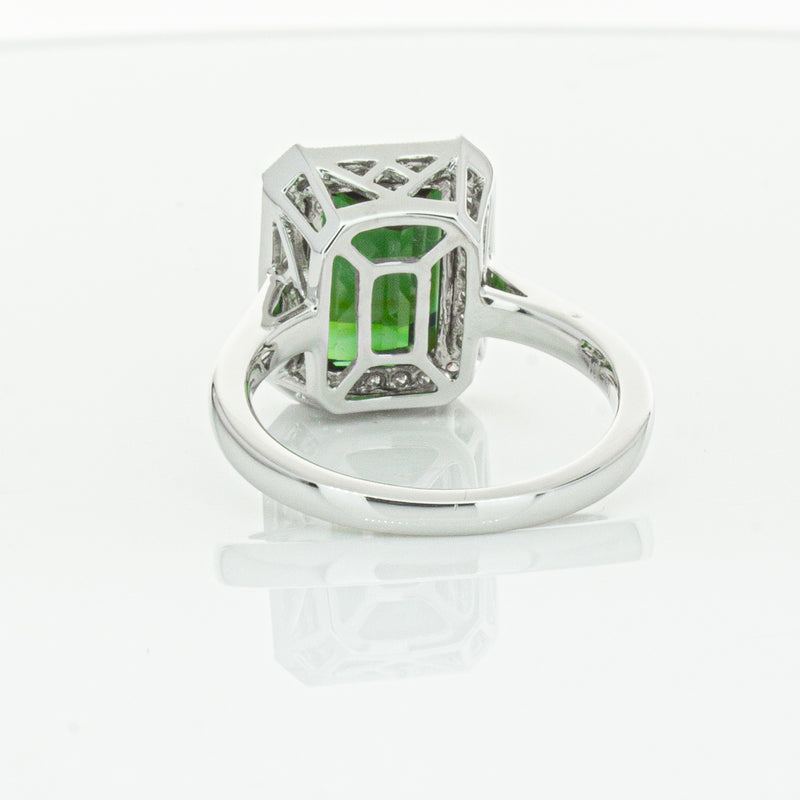 18ct White Gold Tourmaline & Diamond Empire Ring-Ring-Walker & Hall