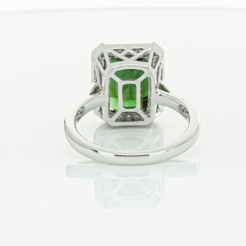 18ct White Gold Tourmaline & Diamond Empire Ring-Ring-Walker & Hall