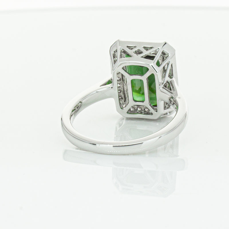 18ct White Gold Tourmaline & Diamond Empire Ring-Ring-Walker & Hall