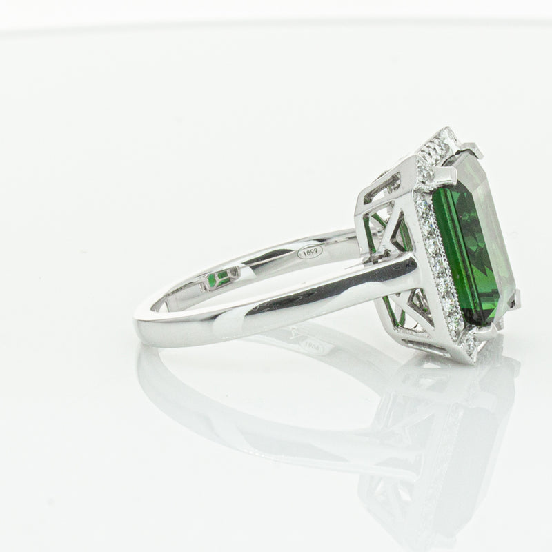 18ct White Gold Tourmaline & Diamond Empire Ring-Ring-Walker & Hall
