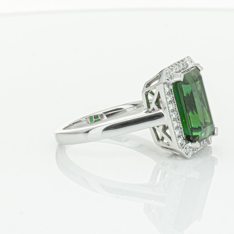 18ct White Gold Tourmaline & Diamond Empire Ring-Ring-Walker & Hall