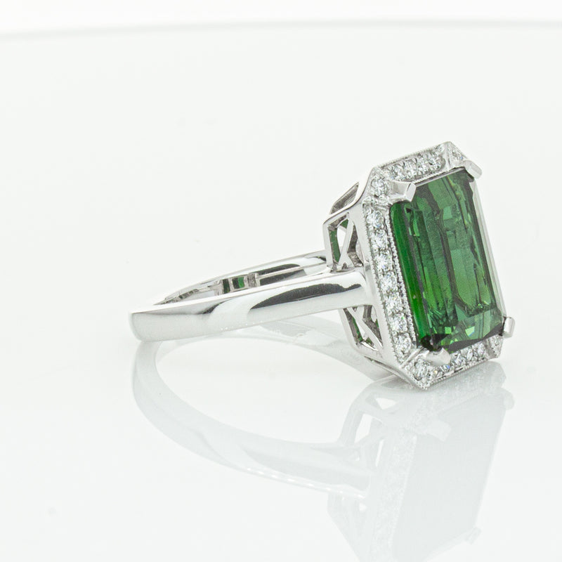 18ct White Gold Tourmaline & Diamond Empire Ring-Ring-Walker & Hall