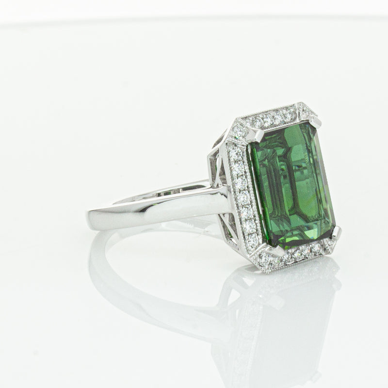 18ct White Gold Tourmaline & Diamond Empire Ring-Ring-Walker & Hall