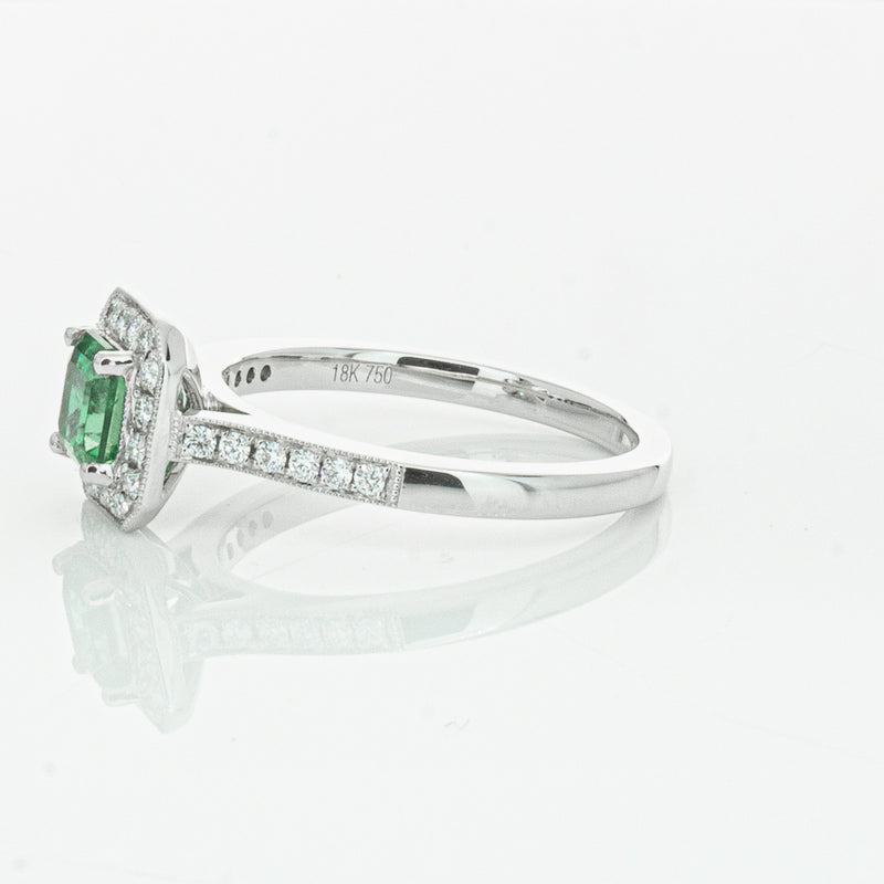 18ct White Gold .70ct Emerald & Diamond Mandalay Ring-Ring-Walker & Hall