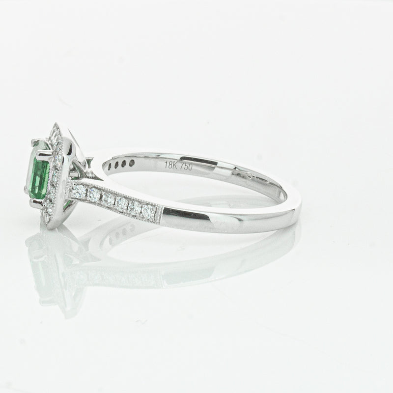 18ct White Gold .70ct Emerald & Diamond Mandalay Ring-Ring-Walker & Hall