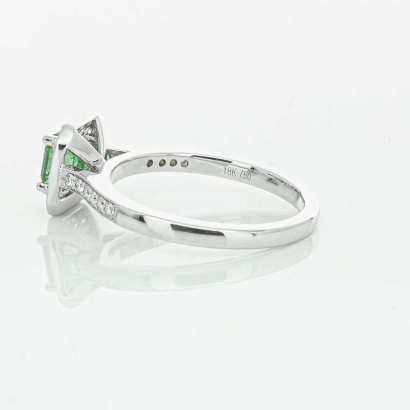 18ct White Gold .70ct Emerald & Diamond Mandalay Ring-Ring-Walker & Hall