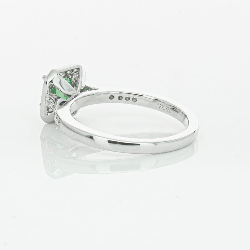 18ct White Gold .70ct Emerald & Diamond Mandalay Ring-Ring-Walker & Hall