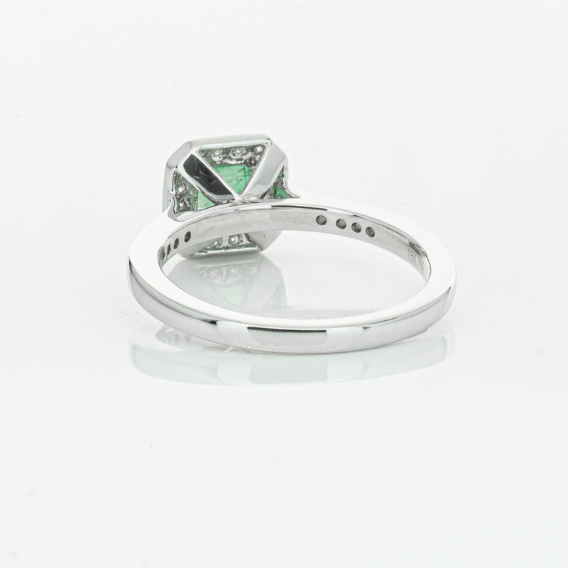 18ct White Gold .70ct Emerald & Diamond Mandalay Ring-Ring-Walker & Hall