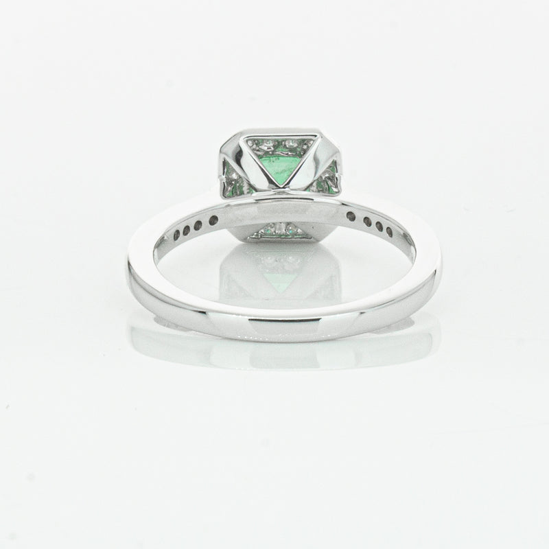 18ct White Gold .70ct Emerald & Diamond Mandalay Ring-Ring-Walker & Hall