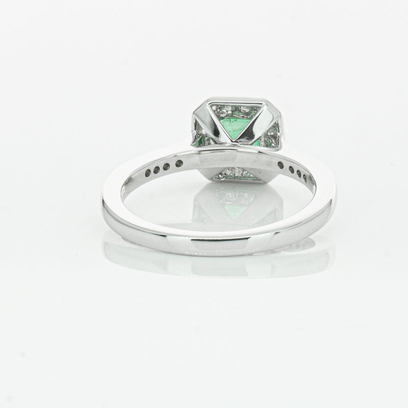 18ct White Gold .70ct Emerald & Diamond Mandalay Ring-Ring-Walker & Hall