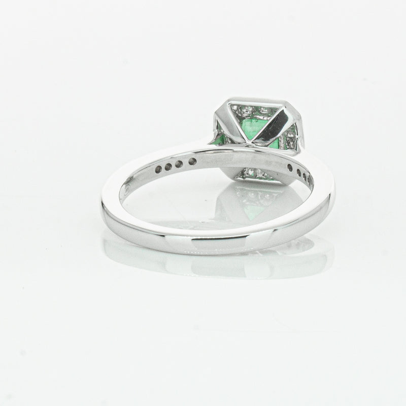 18ct White Gold .70ct Emerald & Diamond Mandalay Ring-Ring-Walker & Hall