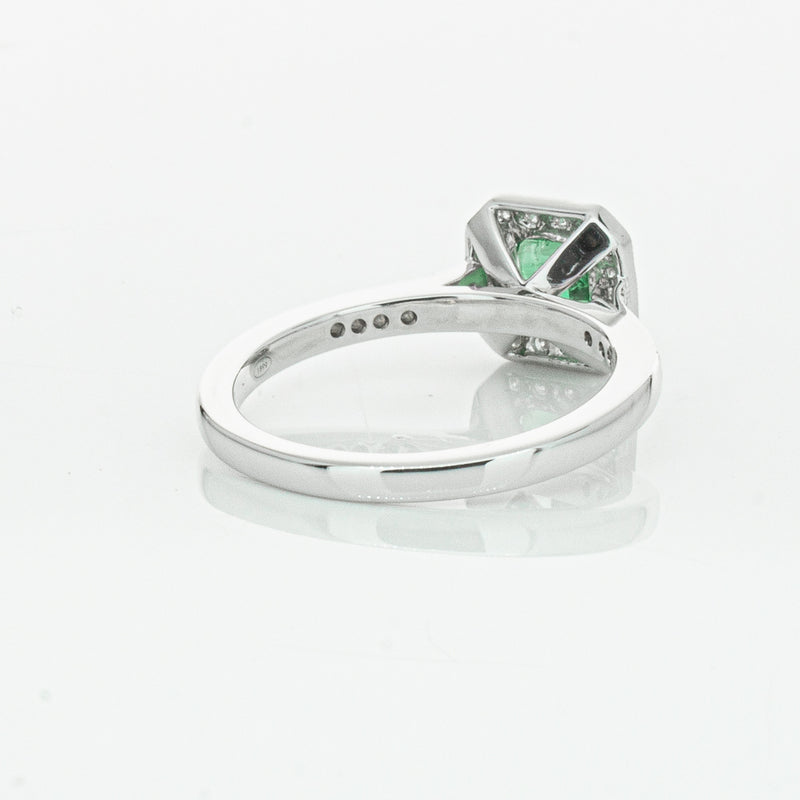 18ct White Gold .70ct Emerald & Diamond Mandalay Ring-Ring-Walker & Hall