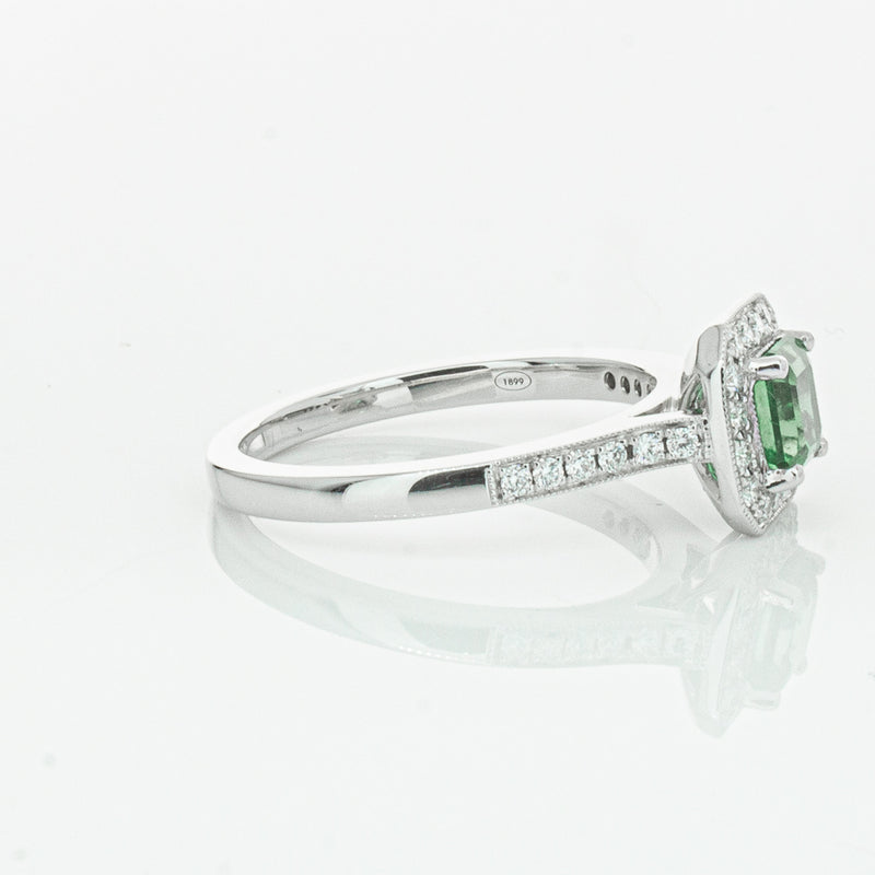 18ct White Gold .70ct Emerald & Diamond Mandalay Ring-Ring-Walker & Hall