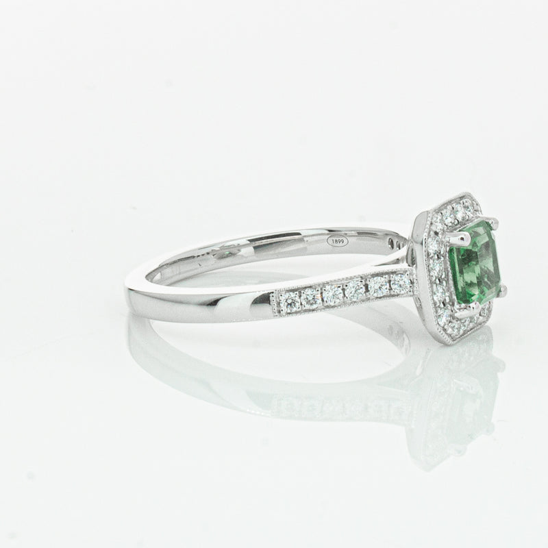 18ct White Gold .70ct Emerald & Diamond Mandalay Ring-Ring-Walker & Hall