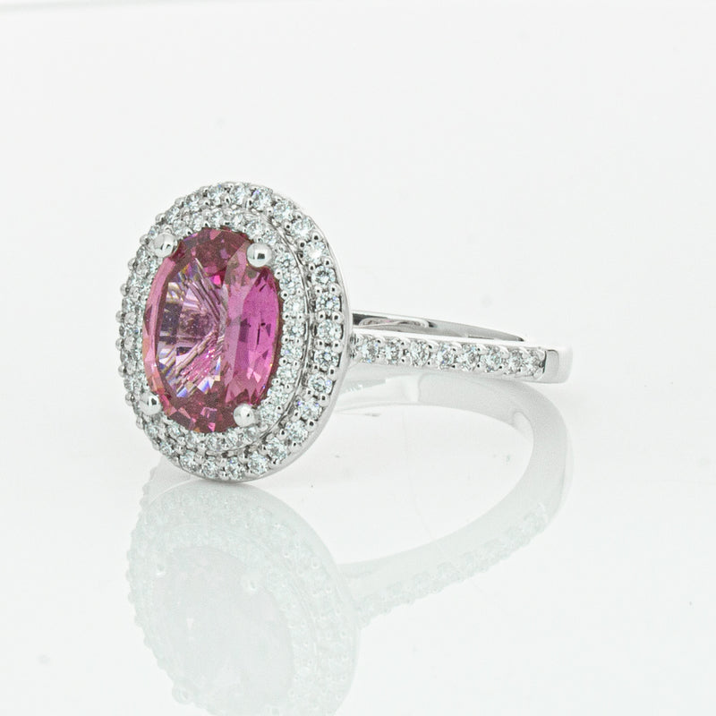 18ct White Gold Pink Sapphire & Diamond Rosa Ring-Ring-Walker & Hall