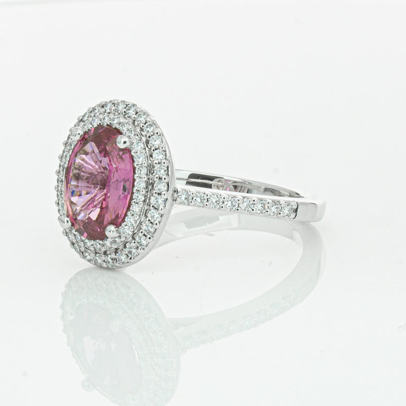 18ct White Gold Pink Sapphire & Diamond Rosa Ring-Ring-Walker & Hall