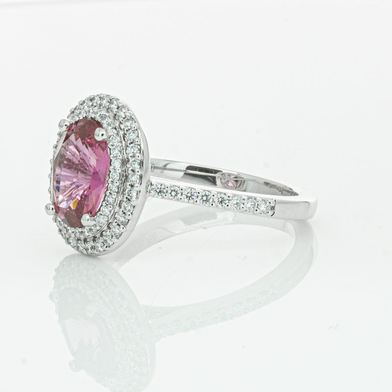 18ct White Gold Pink Sapphire & Diamond Rosa Ring-Ring-Walker & Hall