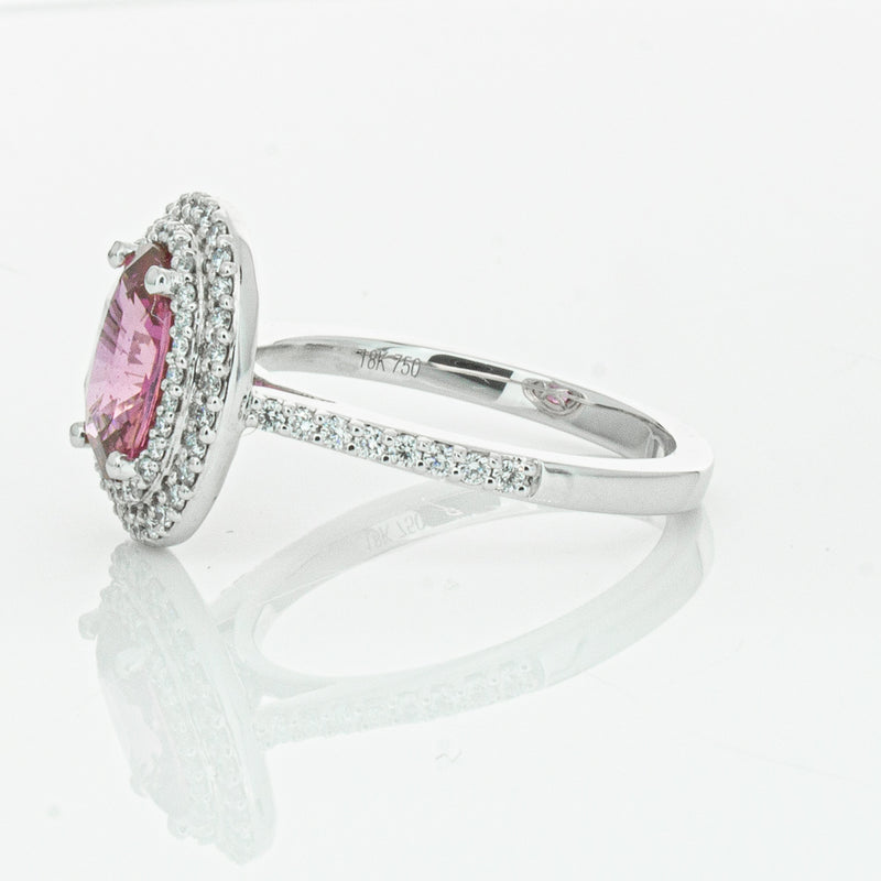 18ct White Gold Pink Sapphire & Diamond Rosa Ring-Ring-Walker & Hall