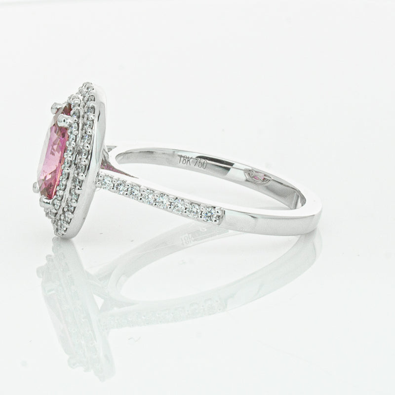 18ct White Gold Pink Sapphire & Diamond Rosa Ring-Ring-Walker & Hall