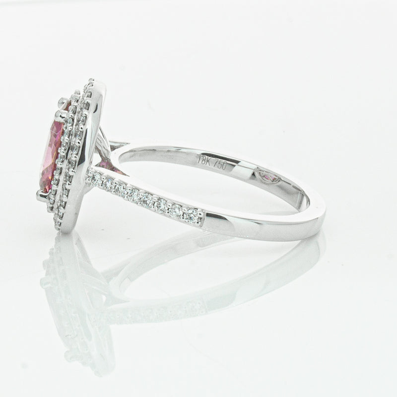 18ct White Gold Pink Sapphire & Diamond Rosa Ring-Ring-Walker & Hall