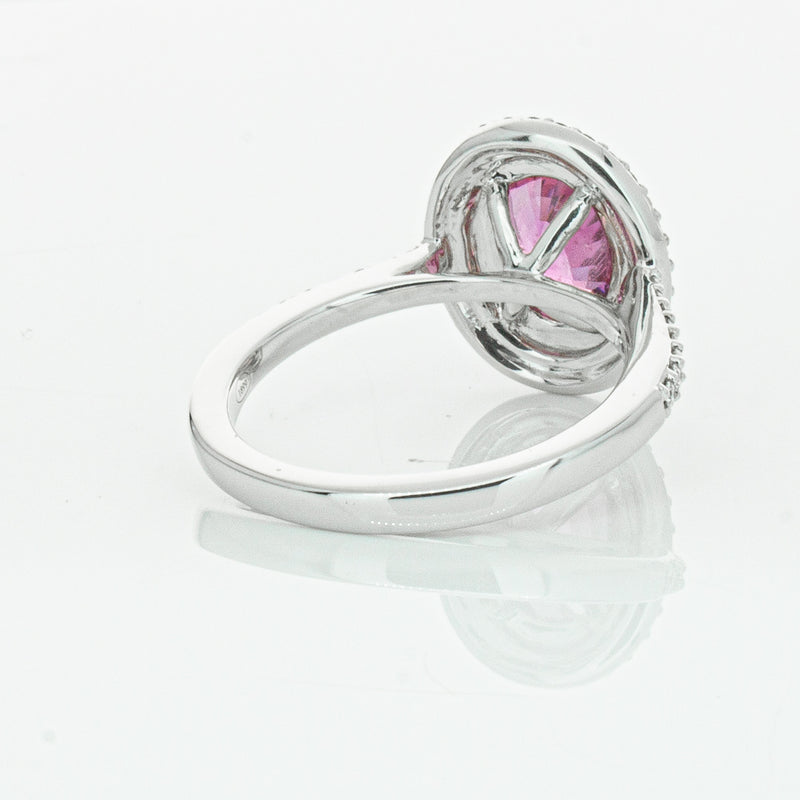 18ct White Gold Pink Sapphire & Diamond Rosa Ring-Ring-Walker & Hall