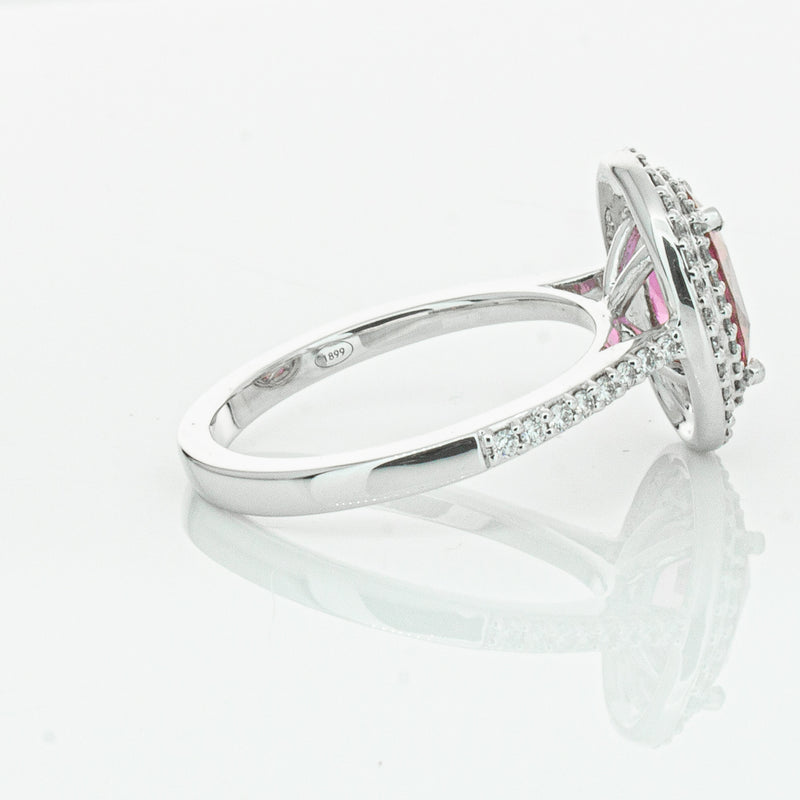 18ct White Gold Pink Sapphire & Diamond Rosa Ring-Ring-Walker & Hall