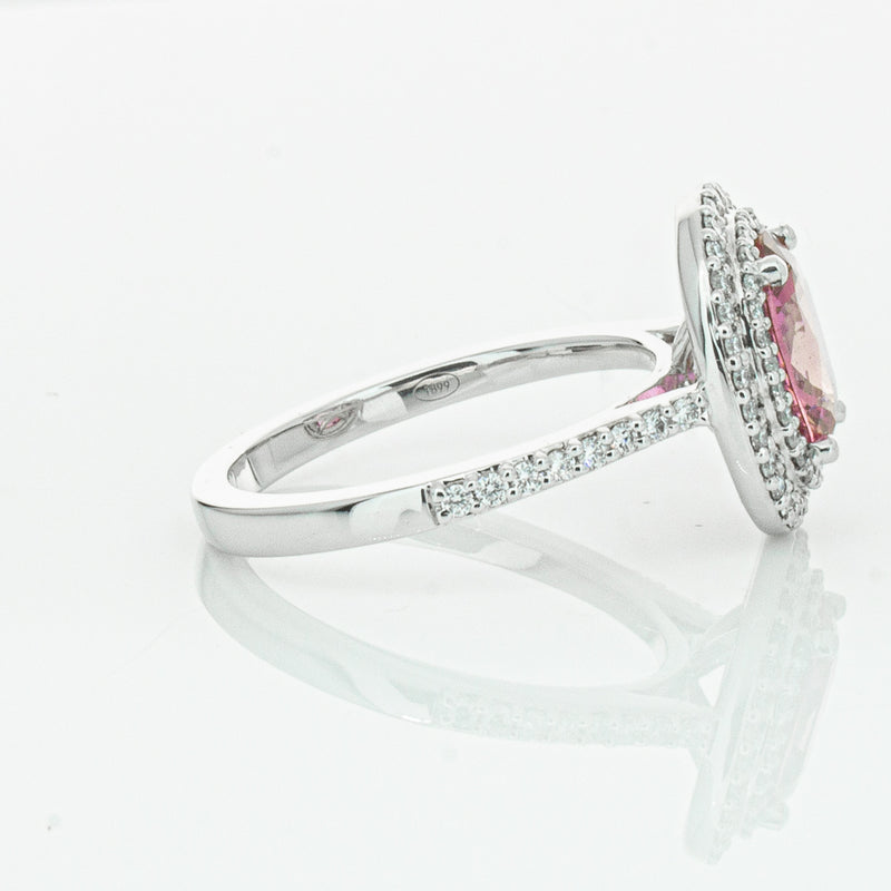 18ct White Gold Pink Sapphire & Diamond Rosa Ring-Ring-Walker & Hall