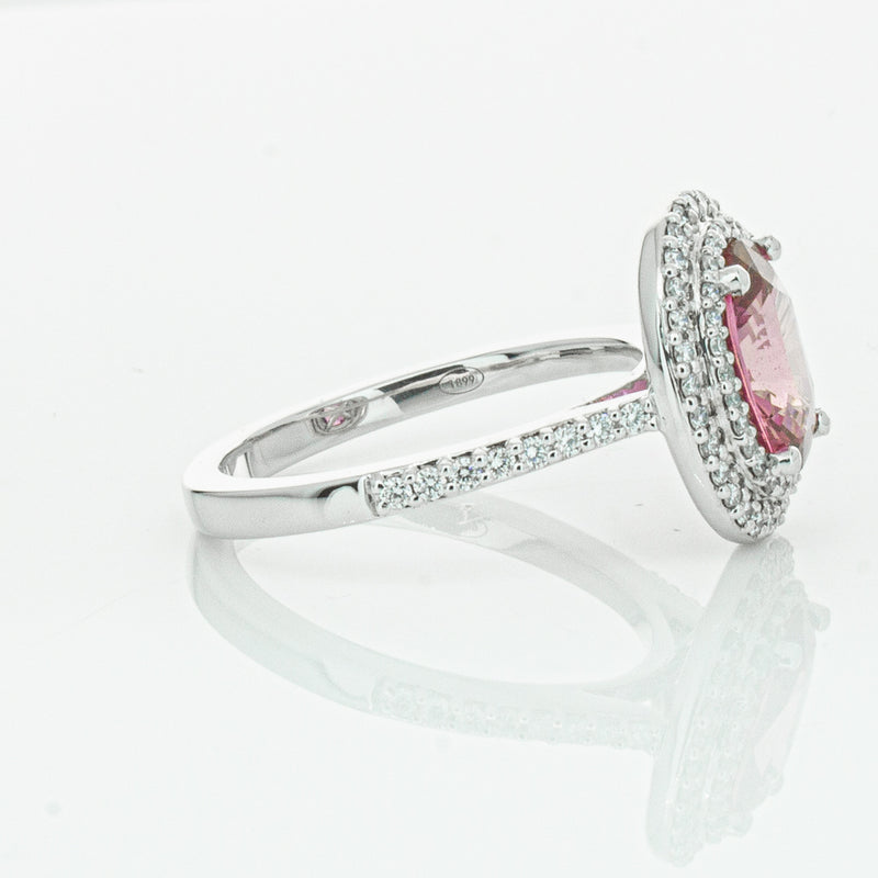 18ct White Gold Pink Sapphire & Diamond Rosa Ring-Ring-Walker & Hall