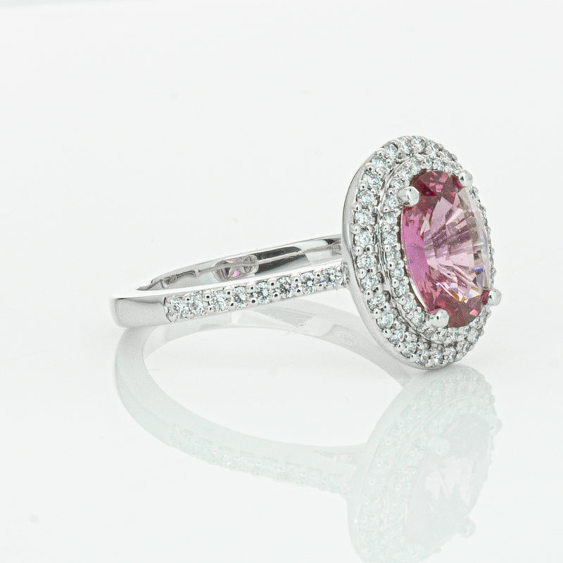 18ct White Gold Pink Sapphire & Diamond Rosa Ring-Ring-Walker & Hall