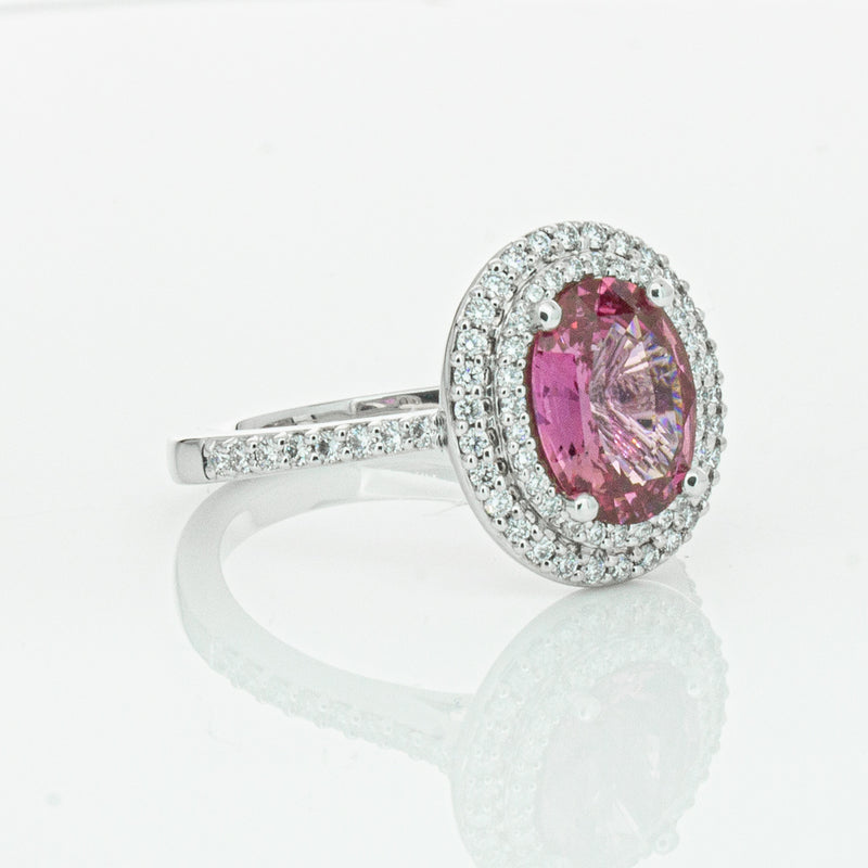 18ct White Gold Pink Sapphire & Diamond Rosa Ring-Ring-Walker & Hall