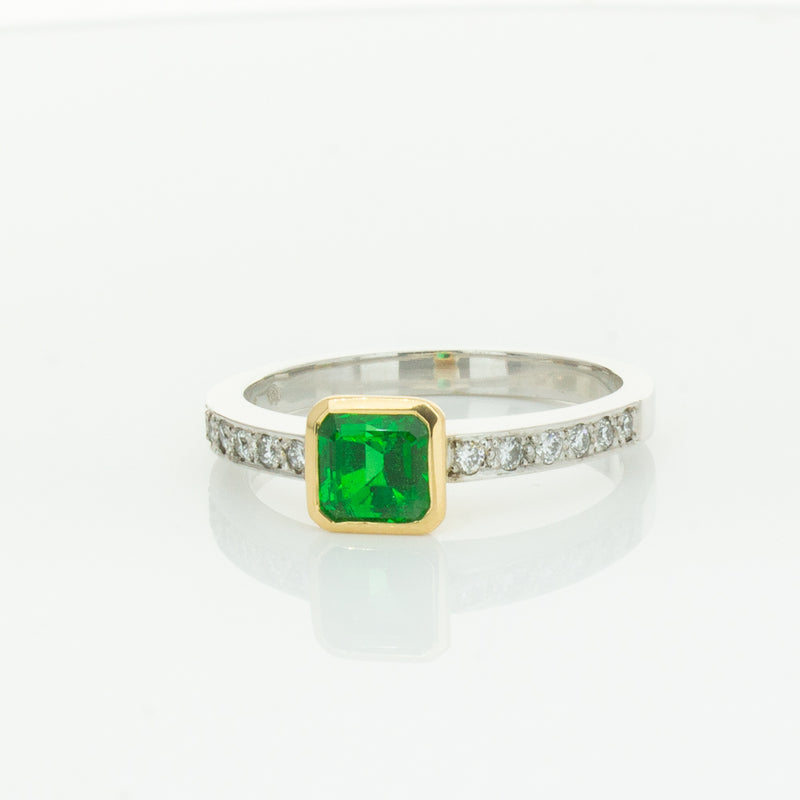 Deja Vu 18ct White Gold .70ct Emerald & Diamond Ring-Ring-Walker & Hall