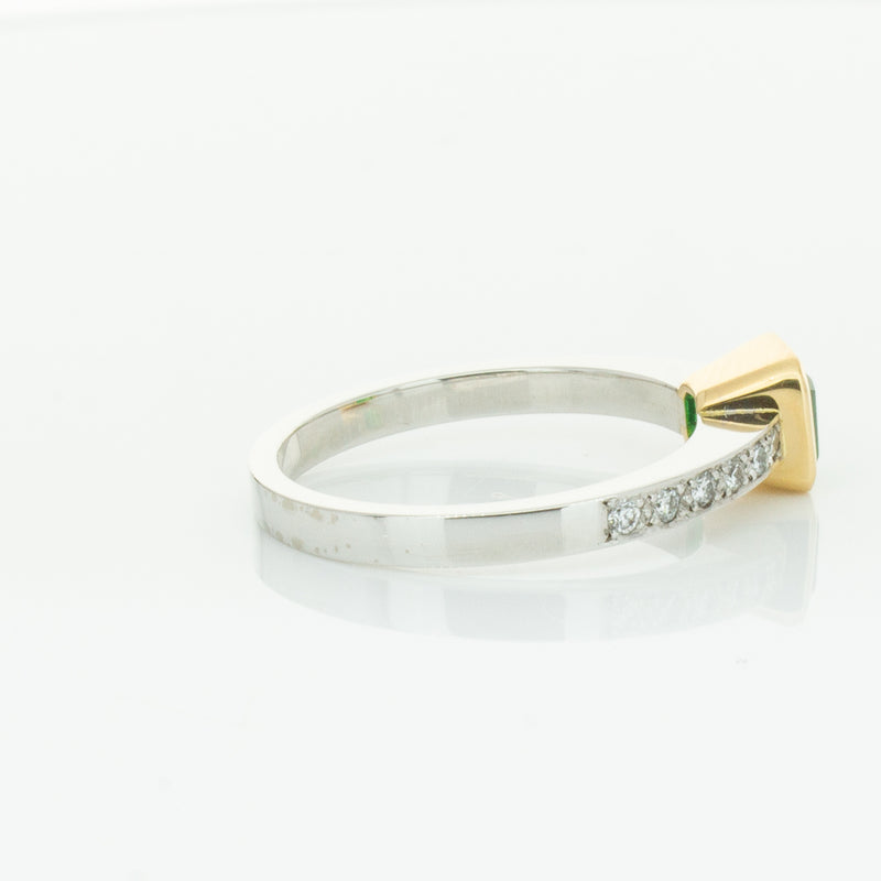 Deja Vu 18ct White Gold .70ct Emerald & Diamond Ring-Ring-Walker & Hall