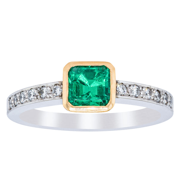 Deja Vu 18ct White Gold .70ct Emerald & Diamond Ring - Ring - Walker & Hall