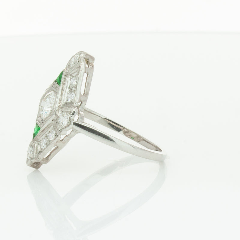 Vintage Platinum .40ct Diamond & Emerald Ring-Ring-Walker & Hall