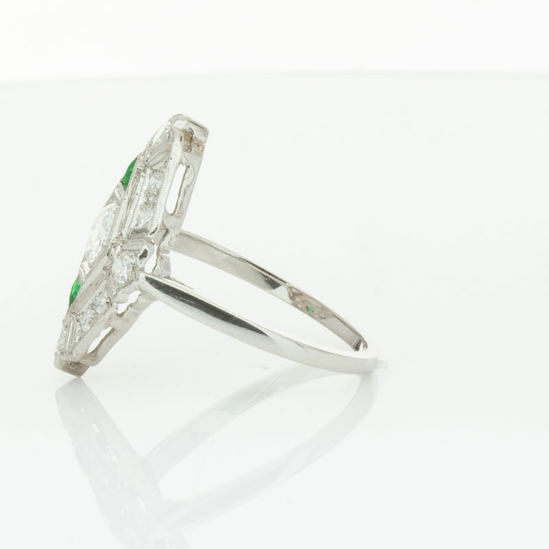 Vintage Platinum .40ct Diamond & Emerald Ring-Ring-Walker & Hall