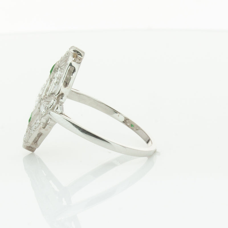 Vintage Platinum .40ct Diamond & Emerald Ring-Ring-Walker & Hall