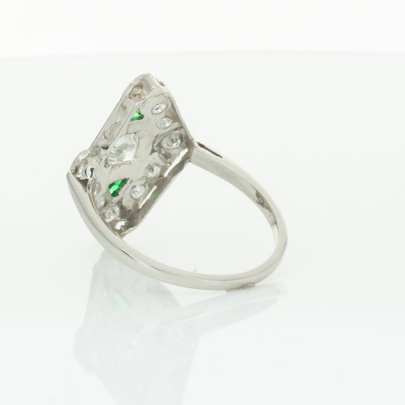 Vintage Platinum .40ct Diamond & Emerald Ring-Ring-Walker & Hall