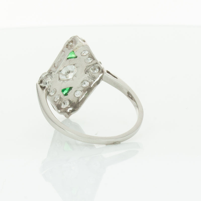 Vintage Platinum .40ct Diamond & Emerald Ring-Ring-Walker & Hall