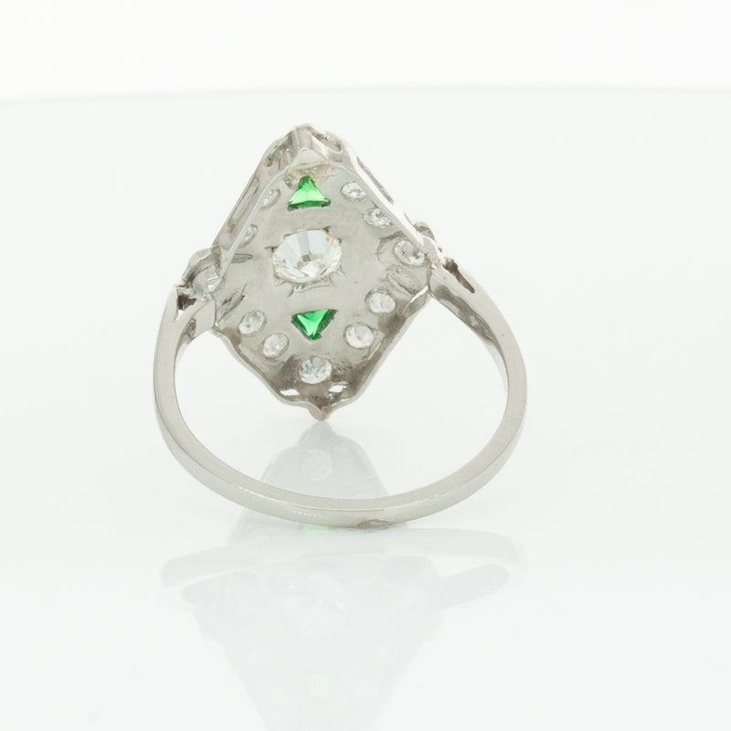 Vintage Platinum .40ct Diamond & Emerald Ring-Ring-Walker & Hall