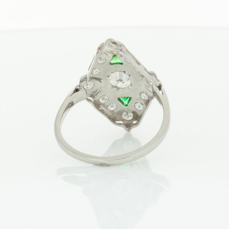 Vintage Platinum .40ct Diamond & Emerald Ring-Ring-Walker & Hall
