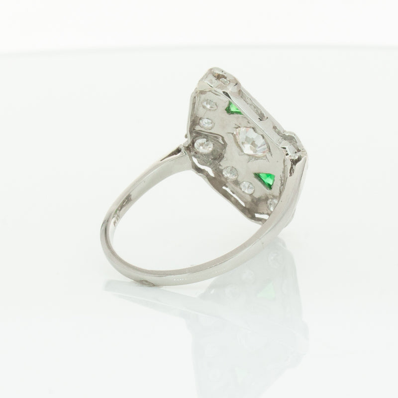 Vintage Platinum .40ct Diamond & Emerald Ring-Ring-Walker & Hall
